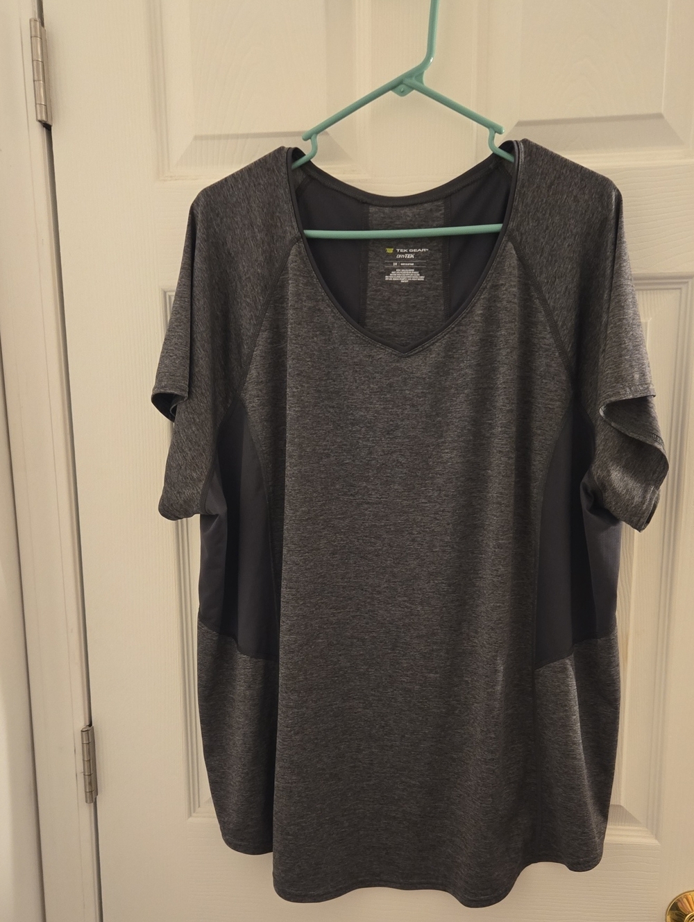 Tek Gear Gray Heather Performance Tee with Mint Trim